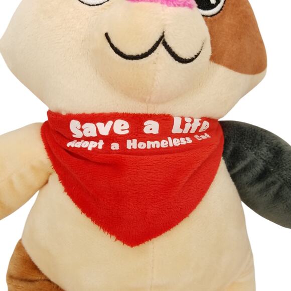 Applause Tan Multicolor Cat Kitten Plush Stuffed Animal Toy Embroidered Eyes - Picture 2 of 6